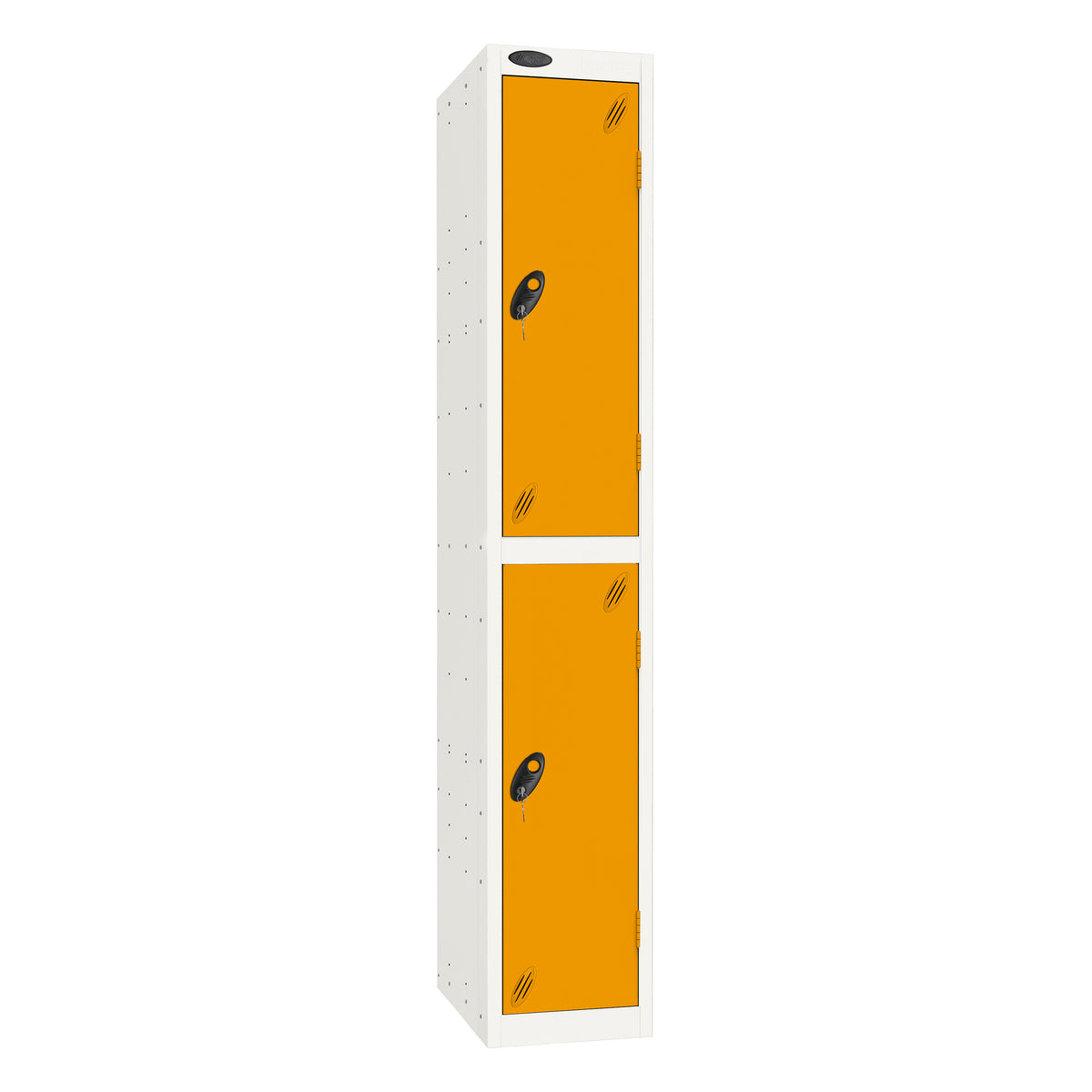 Probe Standard Imperial Locker — 2 Door, Sloping Top, Triple Width — White Carcass / Yellow Doors
