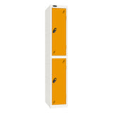 Probe Standard Imperial Locker — 2 Door, Sloping Top, Triple Width — White Carcass / Yellow Doors