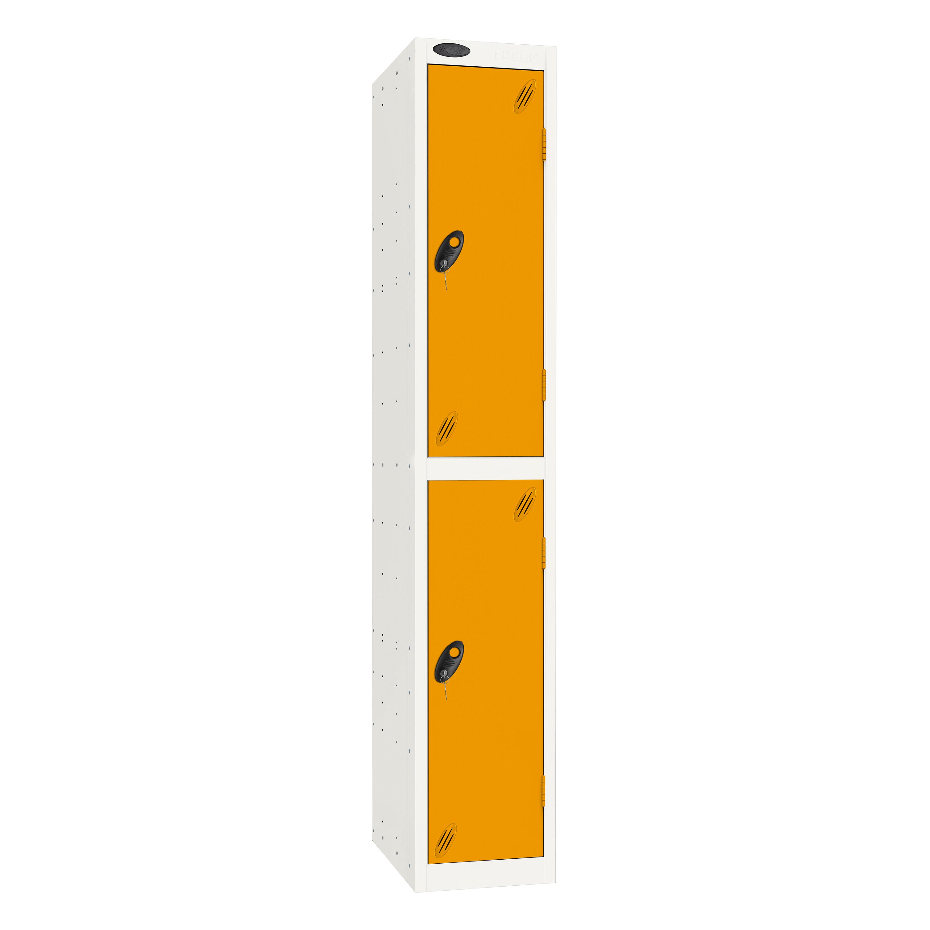 Probe Standard Imperial Locker — 2 Door, Sloping Top, Triple Width — White Carcass / Yellow Doors