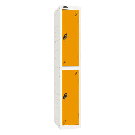 Probe Standard Imperial Locker — 2 Door, Sloping Top, Triple Width — White Carcass / Yellow Doors