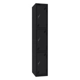 Probe Standard Imperial Locker — 3 Door, Flat Top, Triple Width — Black Carcass / Black Doors