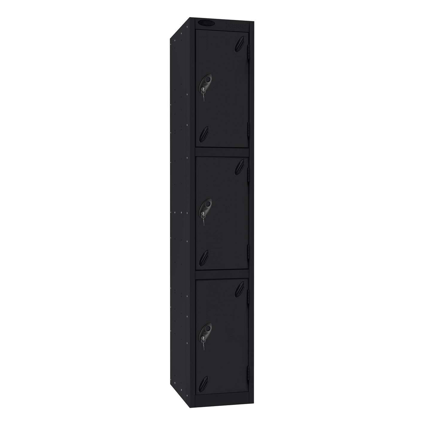 Probe Standard Imperial Locker — 3 Door, Sloping Top, Triple Width — Black Carcass / Black Doors