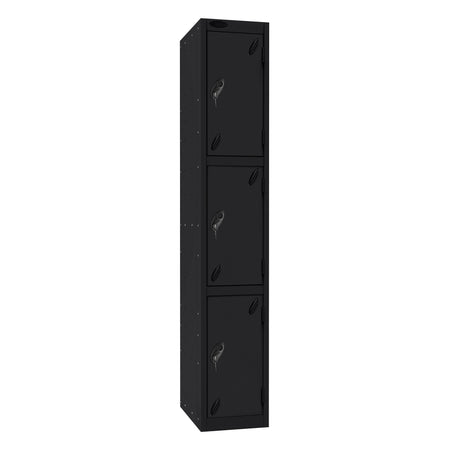 Probe Standard Imperial Locker — 3 Door, Sloping Top, Triple Width — Black Carcass / Black Doors