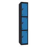 Probe Standard Imperial Locker — 3 Door, Flat Top, Triple Width — Black Carcass / Blue Doors