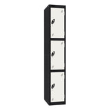 Probe Standard Imperial Locker — 3 Door, Flat Top, Triple Width — Black Carcass / White Doors
