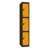 Probe Standard Imperial Locker — 3 Door, Flat Top, Triple Width — Black Carcass / Yellow Doors