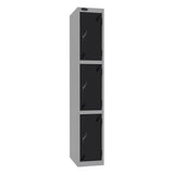 Probe Standard Imperial Locker — 3 Door, Sloping Top, Triple Width — Silver Carcass / Black Doors