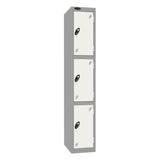 Probe Standard Imperial Locker — 3 Door, Flat Top, Triple Width — Silver Carcass / White Doors