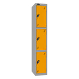 Probe Standard Imperial Locker — 3 Door, Sloping Top, Triple Width — Silver Carcass / Yellow Doors