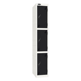 Probe Standard Imperial Locker — 3 Door, Flat Top, Triple Width — White Carcass / Black Doors