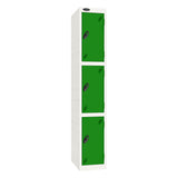 Probe Standard Imperial Locker — 3 Door, Sloping Top, Triple Width — White Carcass / Green Doors