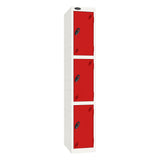Probe Standard Imperial Locker — 3 Door, Sloping Top, Triple Width — White Carcass / Red Doors
