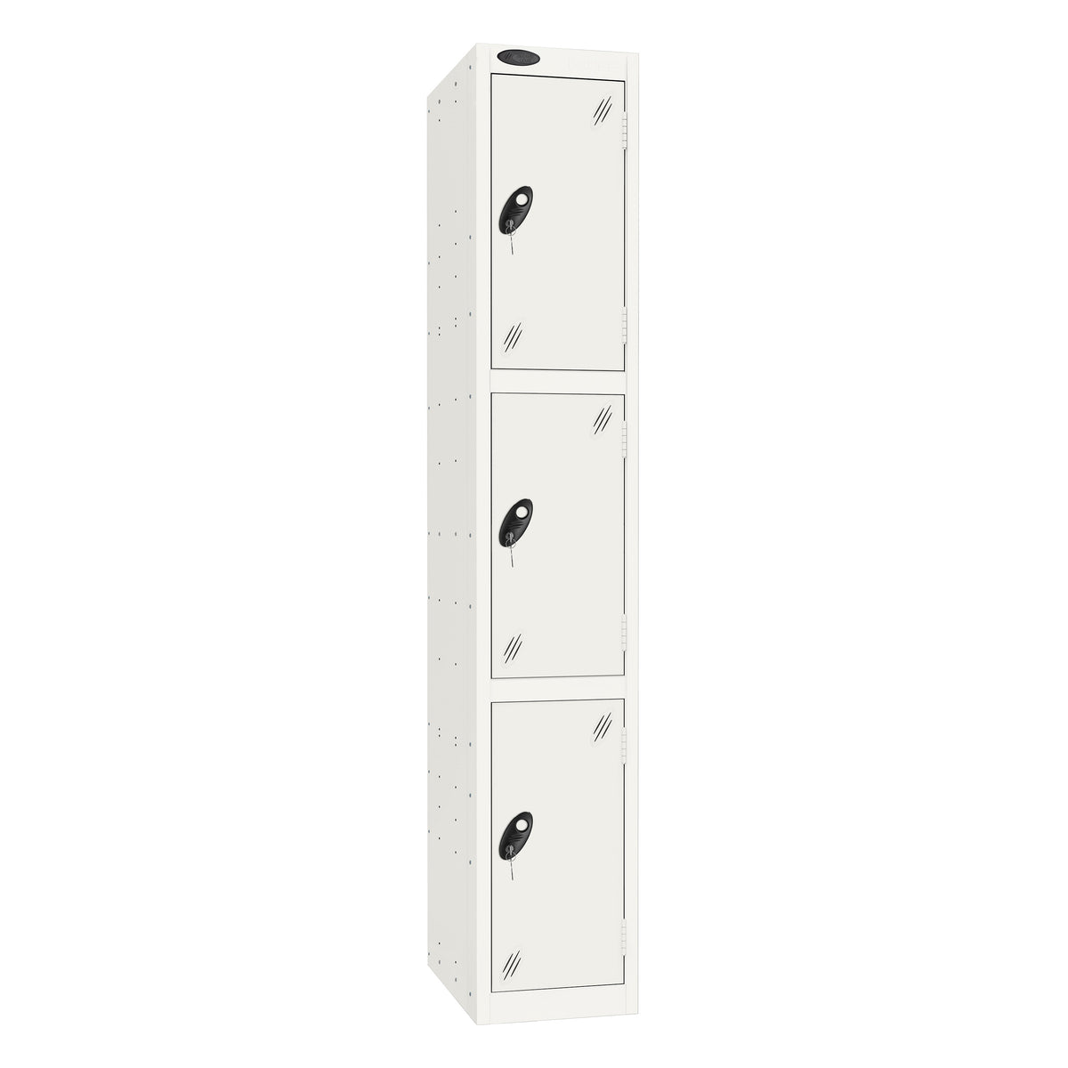 Probe Standard Imperial Locker — 3 Door, Sloping Top, Triple Width — White Carcass / White Doors