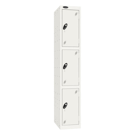 Probe Standard Imperial Locker — 3 Door, Sloping Top, Triple Width — White Carcass / White Doors