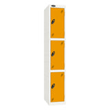 Probe Standard Imperial Locker — 3 Door, Flat Top, Triple Width — White Carcass / Yellow Doors