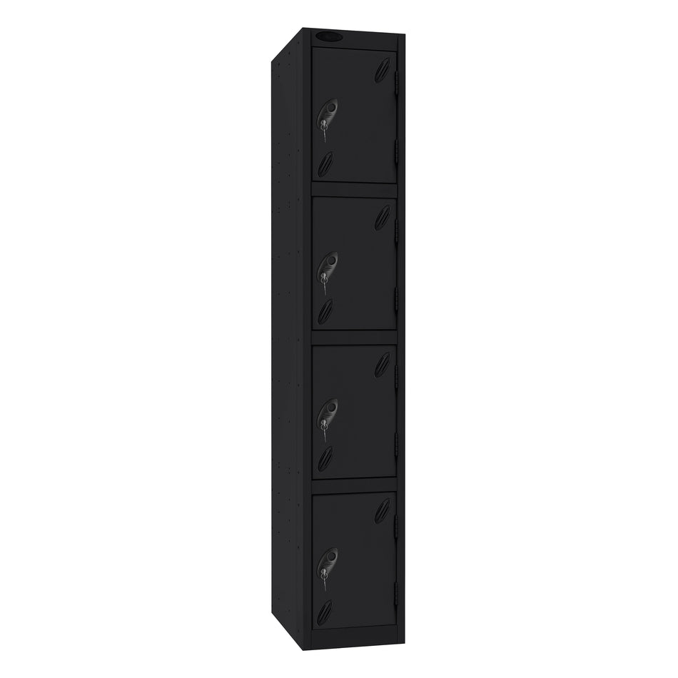 Probe Standard Imperial Locker — 4 Door, Sloping Top, Triple Width — Black Carcass / Black Doors