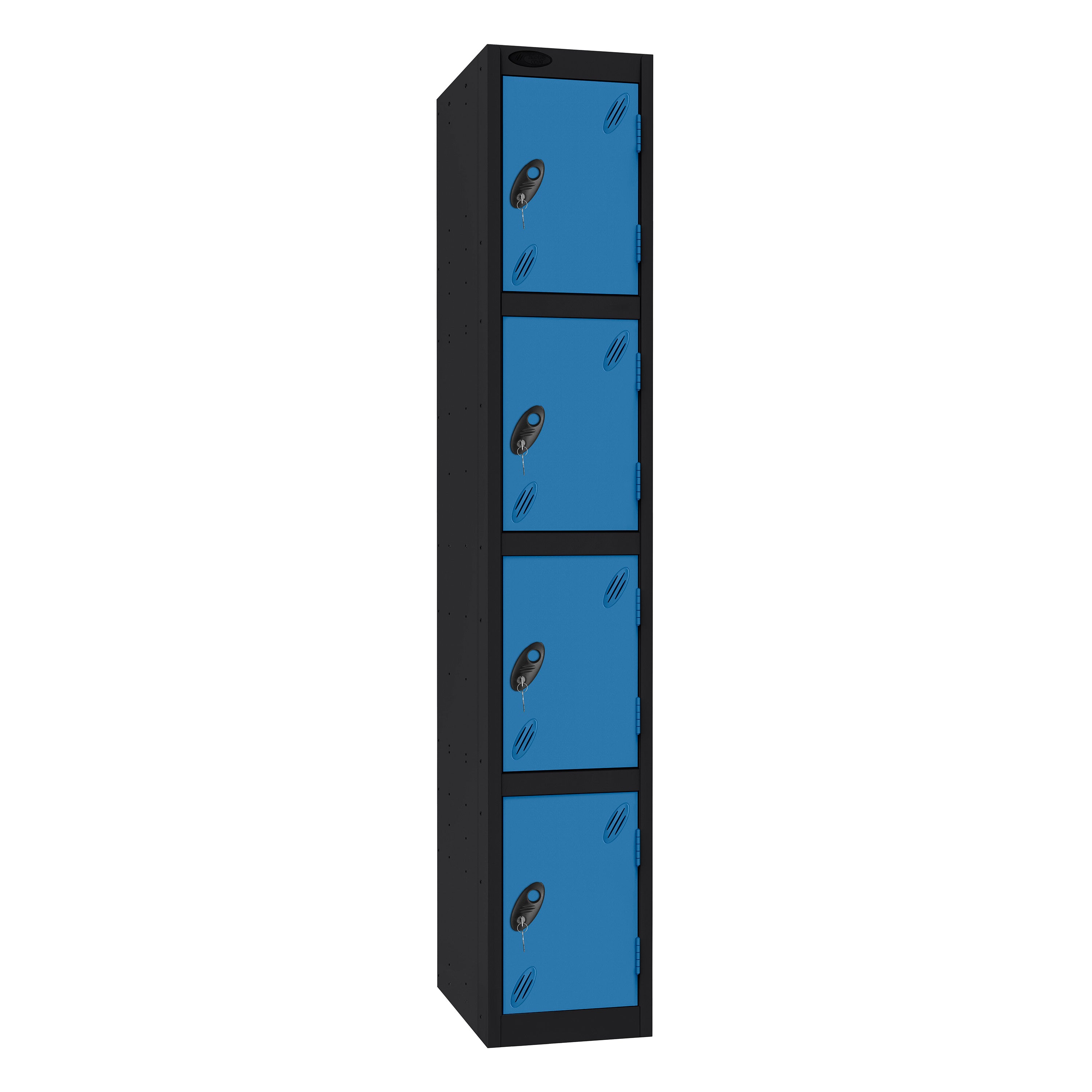 Probe Standard Imperial Locker — 4 Door, Flat Top, Triple Width — Black Carcass / Blue Doors