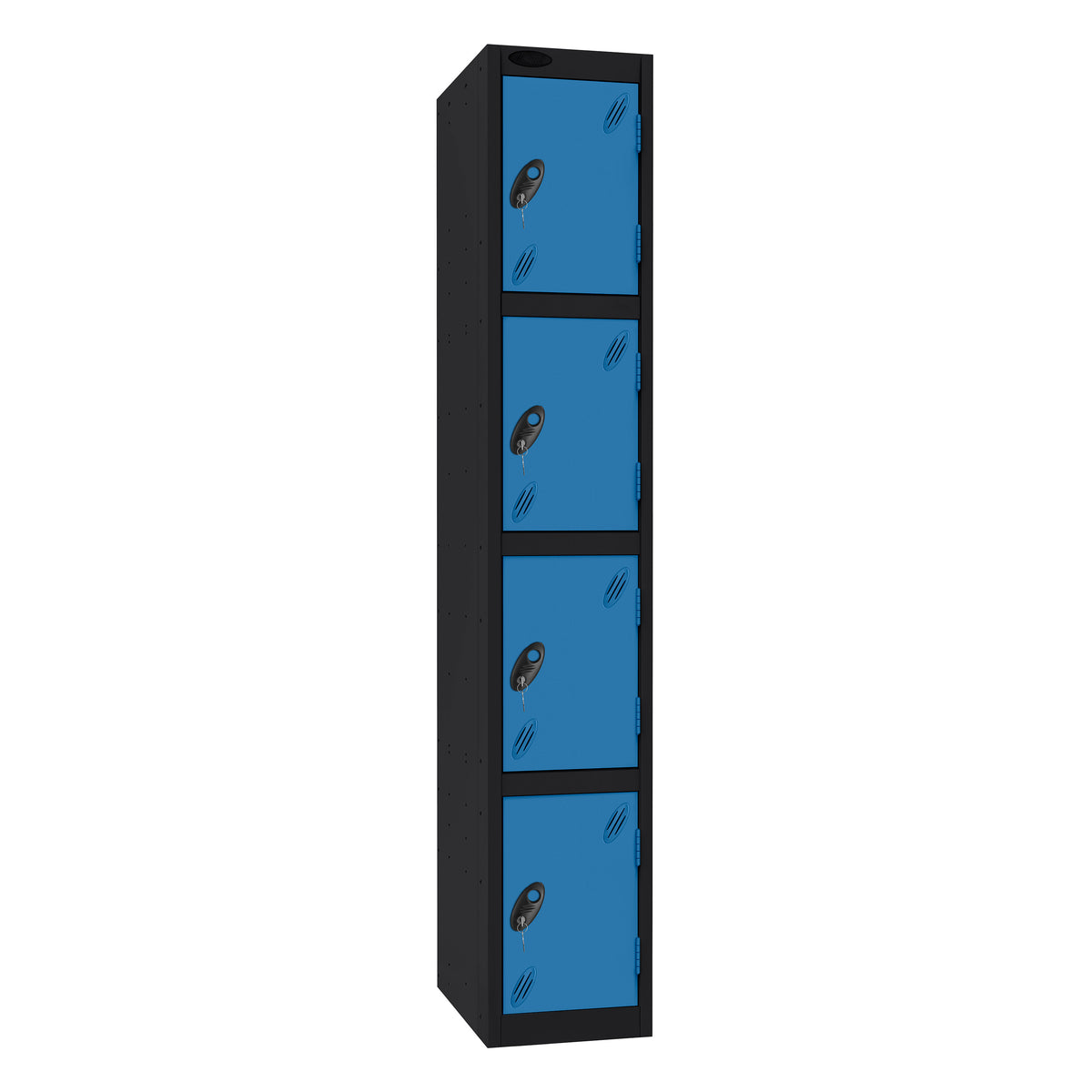 Probe Standard Imperial Locker — 4 Door, Sloping Top, Triple Width — Black Carcass / Blue Doors