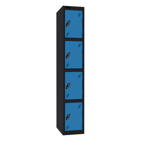 Probe Standard Imperial Locker — 4 Door, Sloping Top, Triple Width — Black Carcass / Blue Doors