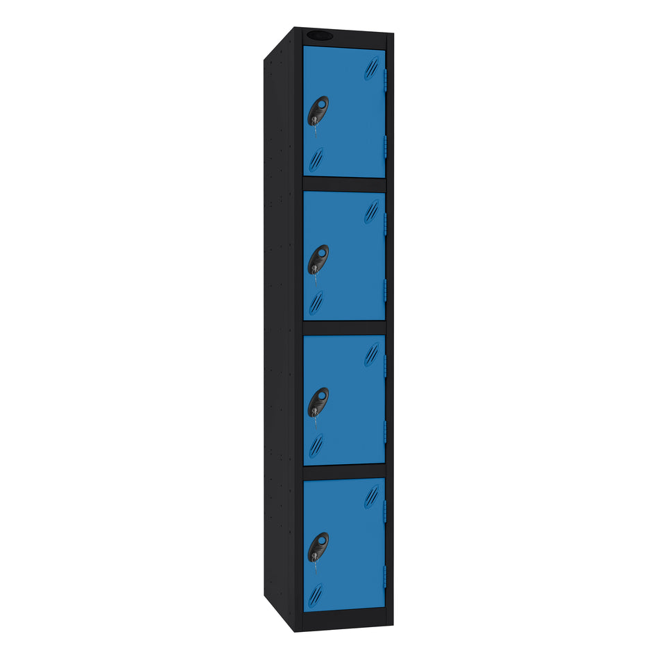 Probe Standard Imperial Locker — 4 Door, Sloping Top, Triple Width — Black Carcass / Blue Doors