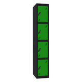 Probe Standard Imperial Locker — 4 Door, Sloping Top, Triple Width — Black Carcass / Green Doors