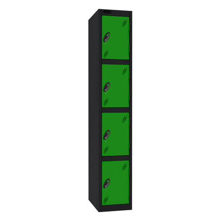 Probe Standard Imperial Locker — 4 Door, Sloping Top, Triple Width — Black Carcass / Green Doors