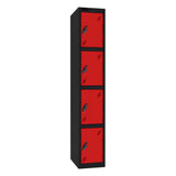 Probe Standard Imperial Locker — 4 Door, Sloping Top, Triple Width — Black Carcass / Red Doors