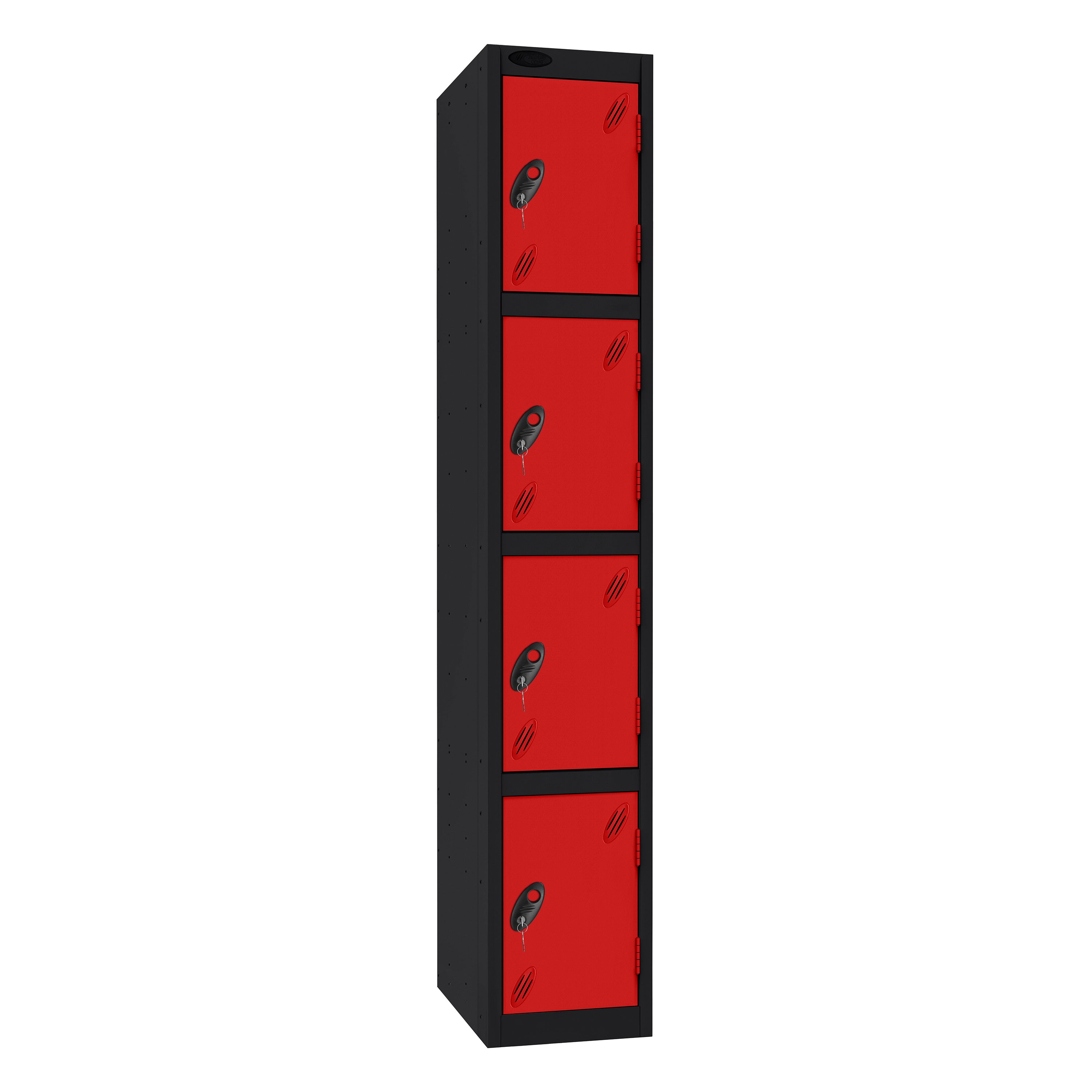 Probe Standard Imperial Locker — 4 Door, Sloping Top, Triple Width — Black Carcass / Red Doors