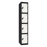 Probe Standard Imperial Locker — 4 Door, Flat Top, Triple Width — Black Carcass / White Doors