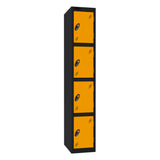 Probe Standard Imperial Locker — 4 Door, Flat Top, Triple Width — Black Carcass / Yellow Doors