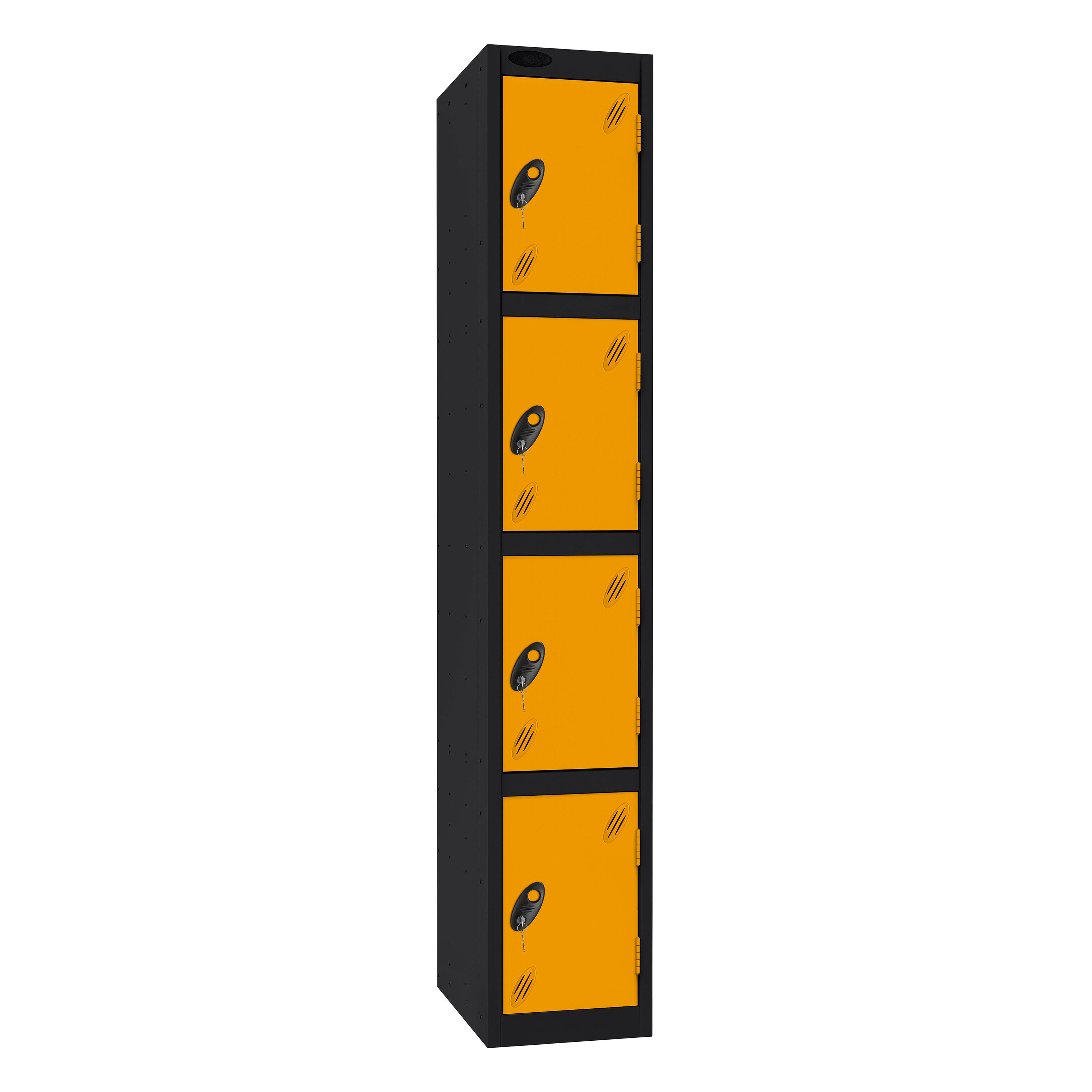 Probe Standard Imperial Locker — 4 Door, Flat Top, Triple Width — Black Carcass / Yellow Doors