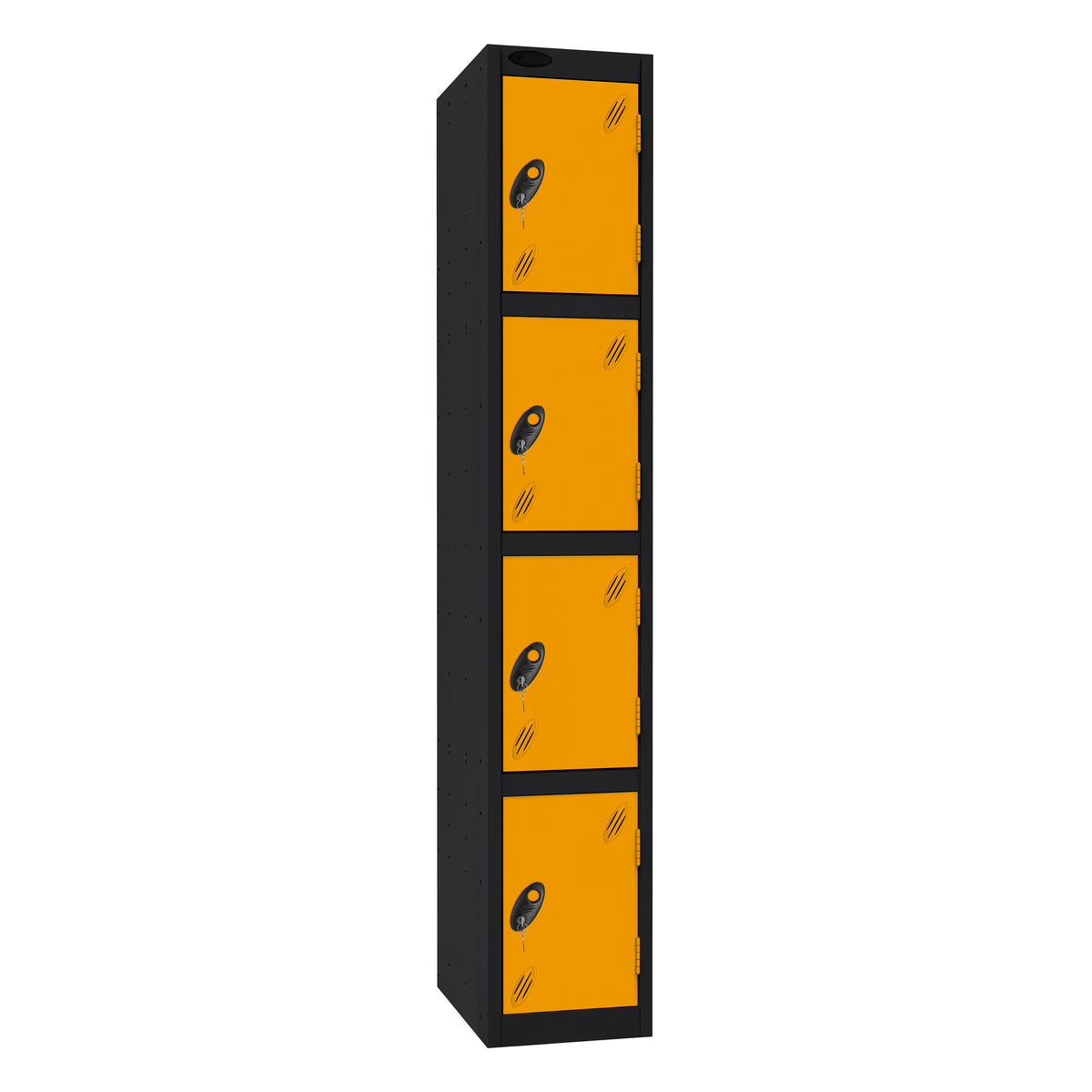 Probe Standard Imperial Locker — 4 Door, Sloping Top, Triple Width — Black Carcass / Yellow Doors