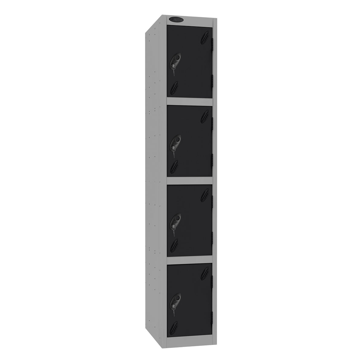 Probe Standard Imperial Locker — 4 Door, Flat Top, Triple Width — Silver Carcass / Black Doors