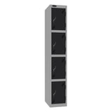 Probe Standard Imperial Locker — 4 Door, Sloping Top, Triple Width — Silver Carcass / Black Doors