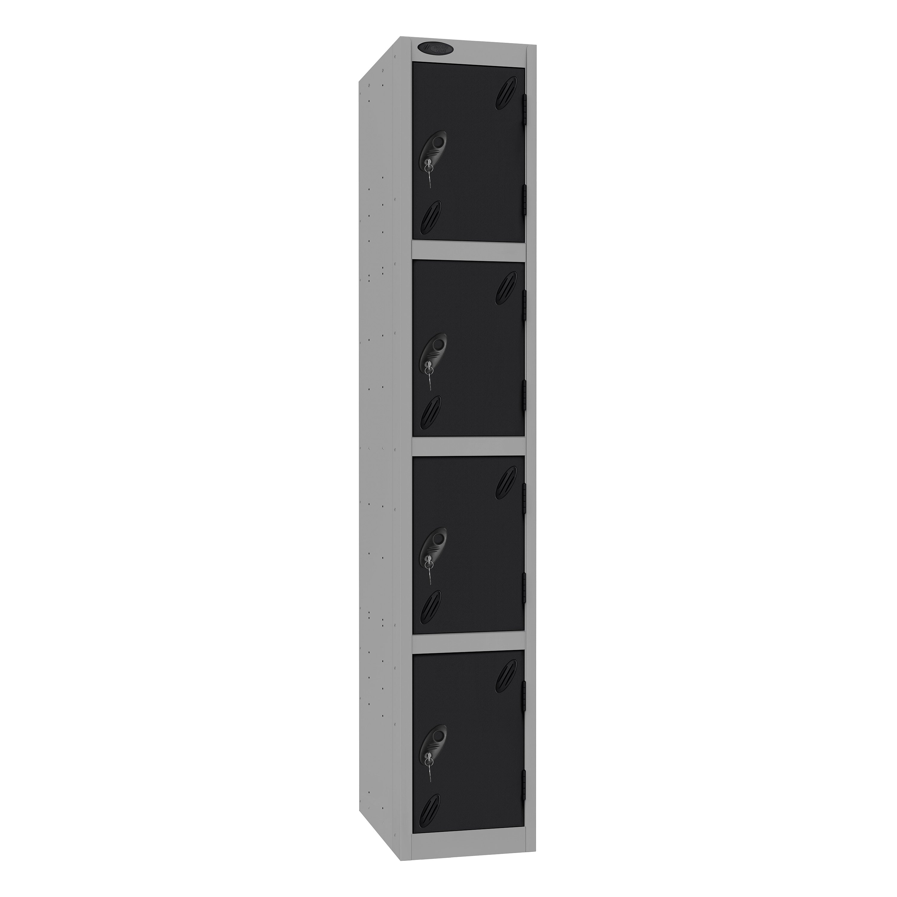 Probe Standard Imperial Locker — 4 Door, Sloping Top, Triple Width — Silver Carcass / Black Doors