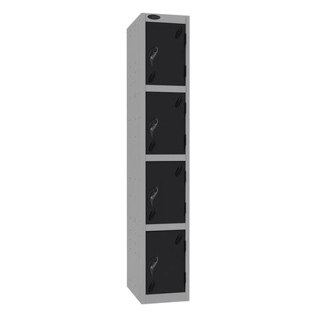 Probe Standard Imperial Locker — 4 Door, Sloping Top, Triple Width — Silver Carcass / Black Doors
