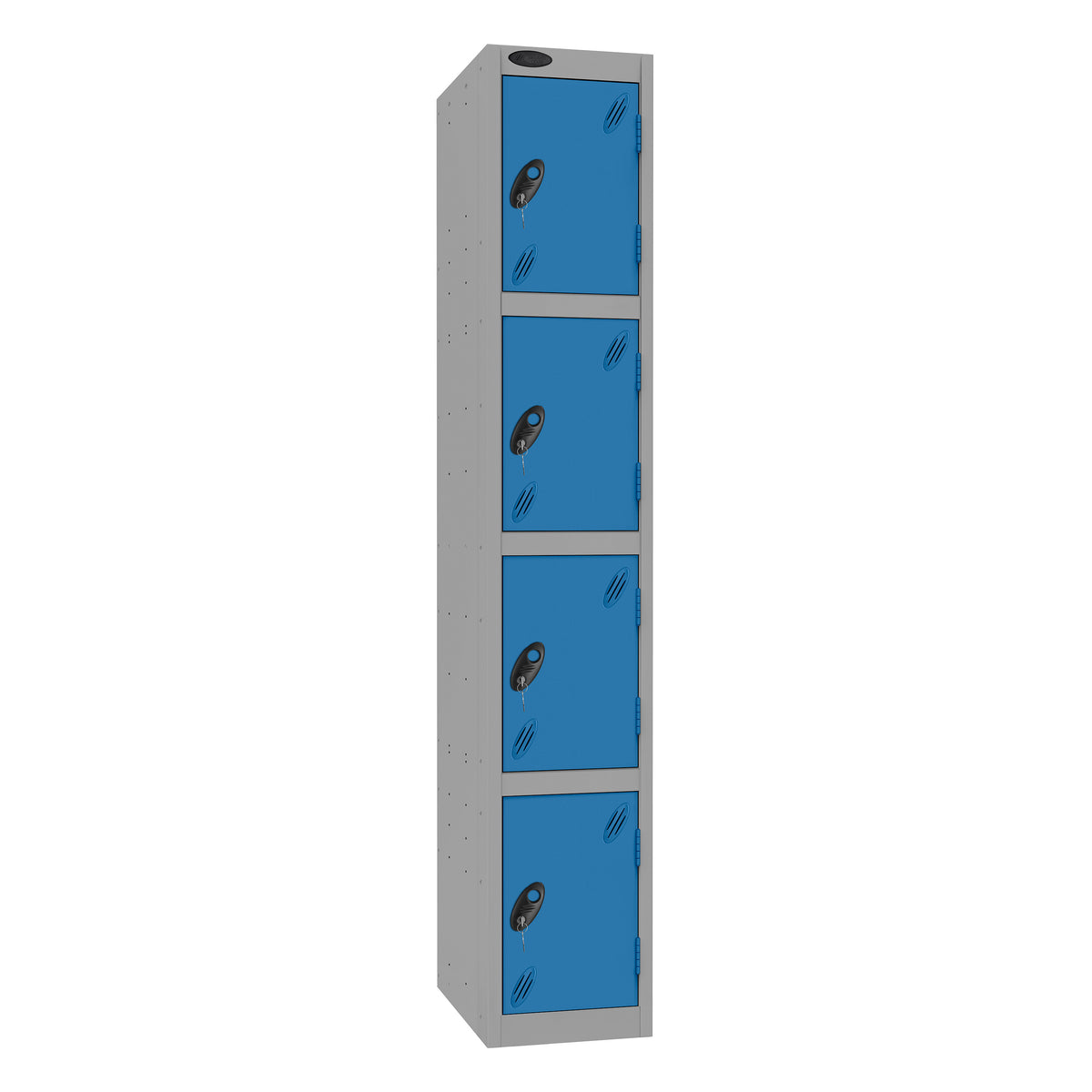 Probe Standard Imperial Locker — 4 Door, Sloping Top, Triple Width — Silver Carcass / Blue Doors