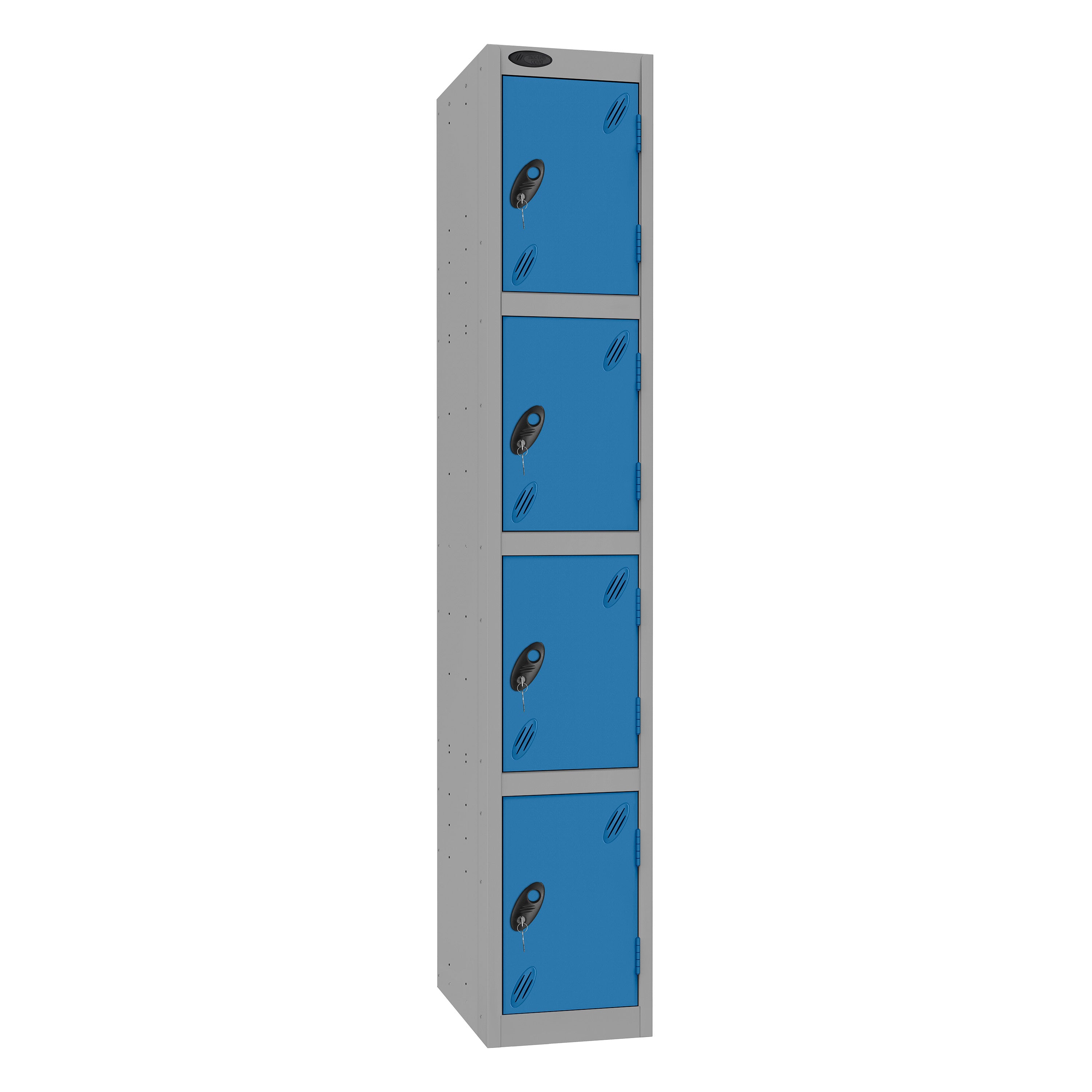 Probe Standard Imperial Locker — 4 Door, Sloping Top, Triple Width — Silver Carcass / Blue Doors