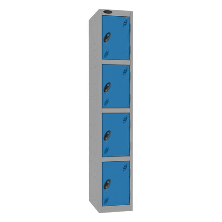 Probe Standard Imperial Locker — 4 Door, Sloping Top, Triple Width — Silver Carcass / Blue Doors