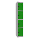 Probe Standard Imperial Locker — 4 Door, Flat Top, Triple Width — Silver Carcass / Green Doors