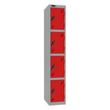 Probe Standard Imperial Locker — 4 Door, Flat Top, Triple Width — Silver Carcass / Red Doors