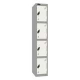 Probe Standard Imperial Locker — 4 Door, Sloping Top, Triple Width — Silver Carcass / White Doors