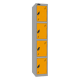 Probe Standard Imperial Locker — 4 Door, Flat Top, Triple Width — Silver Carcass / Yellow Doors