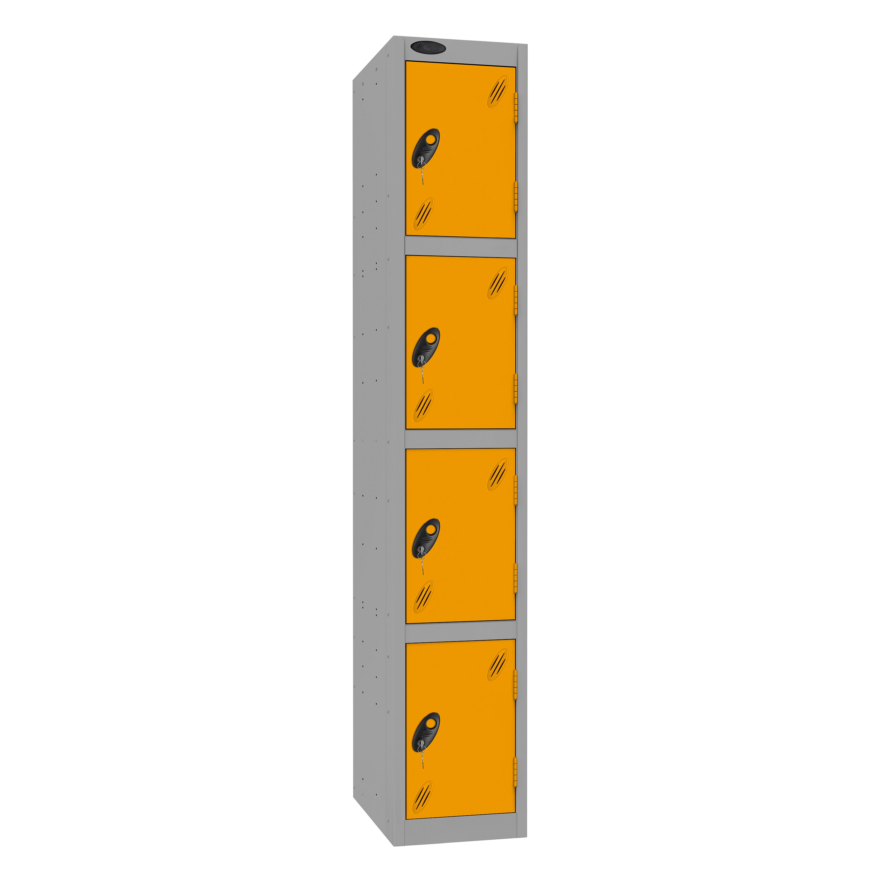 Probe Standard Imperial Locker — 4 Door, Flat Top, Triple Width — Silver Carcass / Yellow Doors