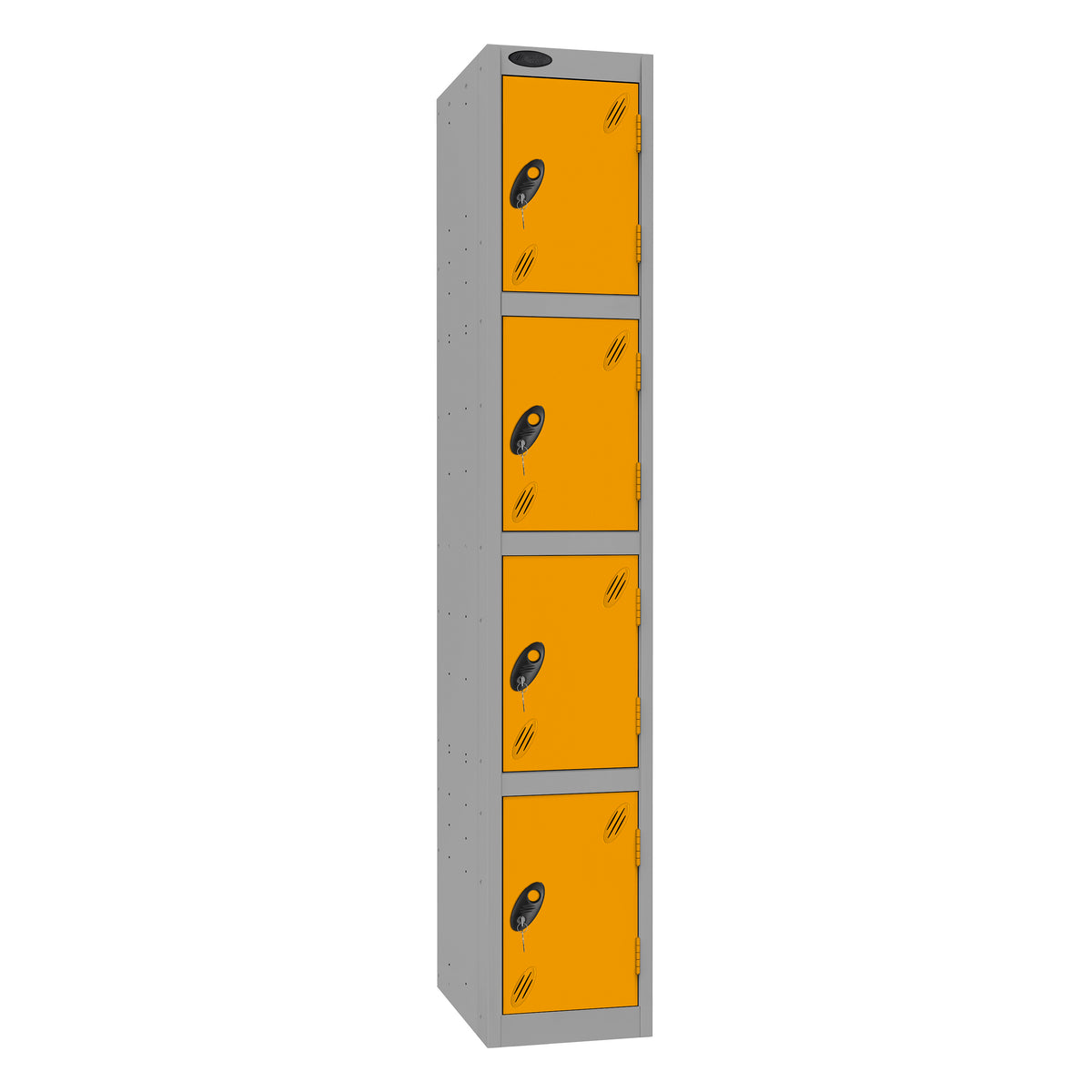 Probe Standard Imperial Locker — 4 Door, Sloping Top, Triple Width — Silver Carcass / Yellow Doors