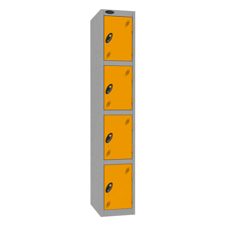 Probe Standard Imperial Locker — 4 Door, Sloping Top, Triple Width — Silver Carcass / Yellow Doors