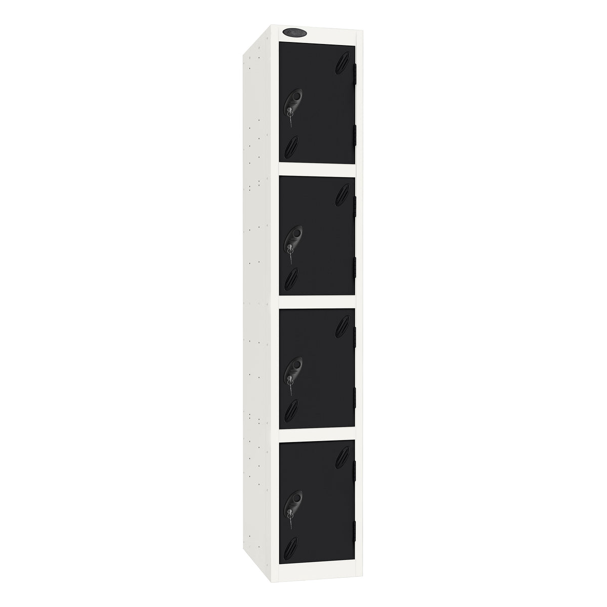 Probe Standard Imperial Locker — 4 Door, Flat Top, Triple Width — White Carcass / Black Doors
