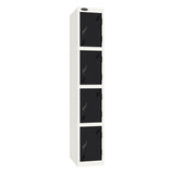 Probe Standard Imperial Locker — 4 Door, Flat Top, Triple Width — White Carcass / Black Doors