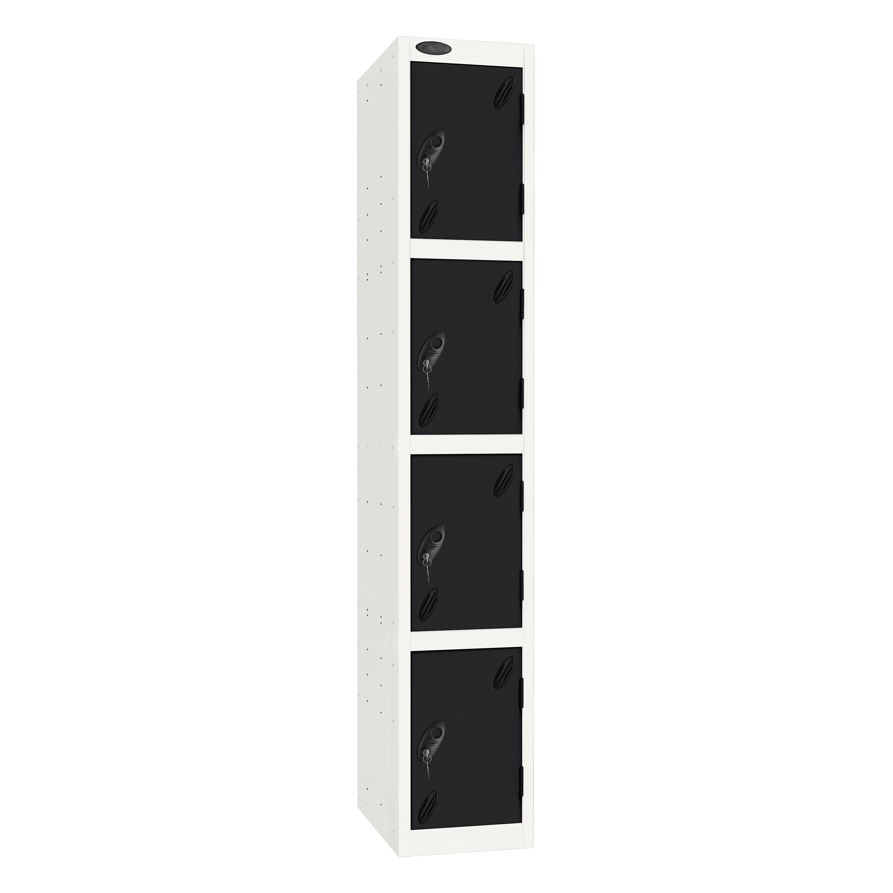 Probe Standard Imperial Locker — 4 Door, Sloping Top, Triple Width — White Carcass / Black Doors