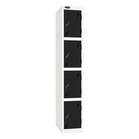 Probe Standard Imperial Locker — 4 Door, Sloping Top, Triple Width — White Carcass / Black Doors
